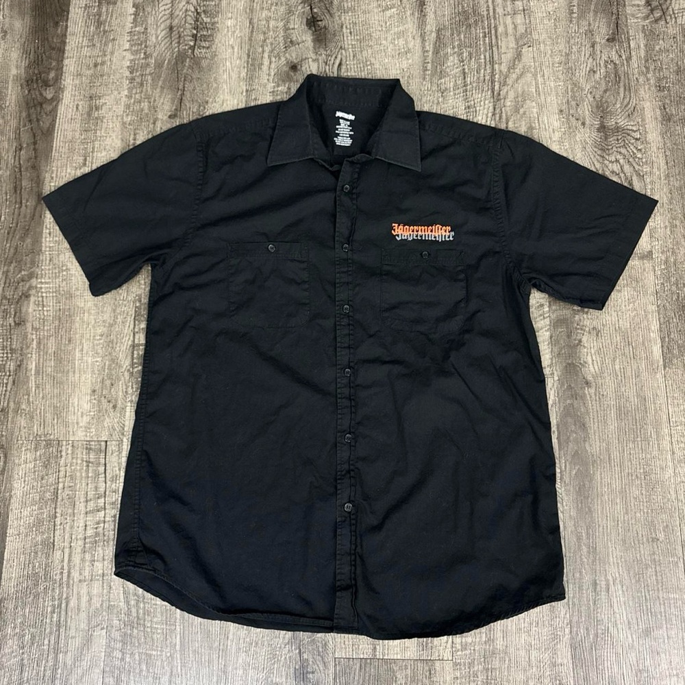 Jagermeister Button Shirt Short Sleeve Orange Logo